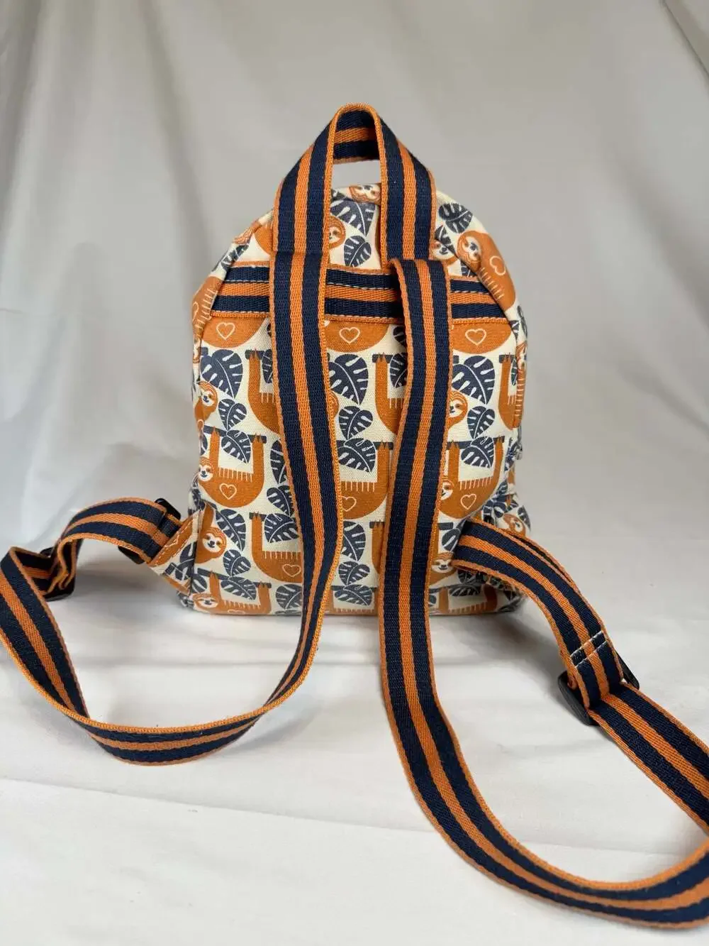 Kidcore Whimsical Bungalow 360 Sloth Mini Backpack Canvas Cream Daypack